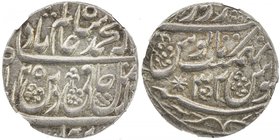 MARATHA CONFEDERACY: AR rupee, Saharanpur, AH12[0]5 year 32, KM-675, in the name of Shah Alam II, NGC graded MS64.

 Estimate: USD 100 - 150