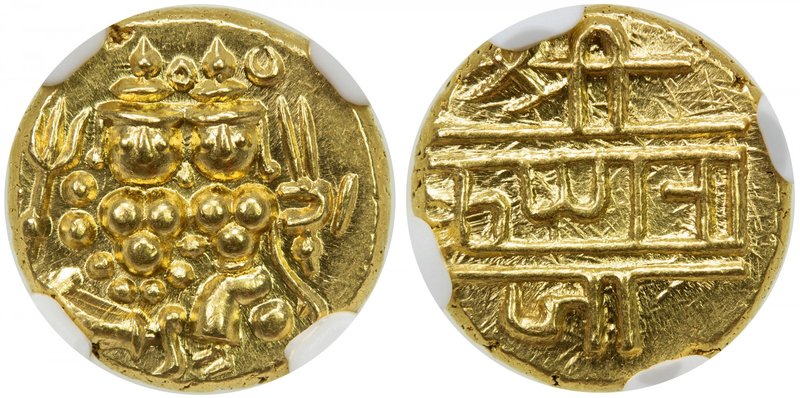 MYSORE: Krishna Raja Wodeyar, 1799-1868, AV pagoda, Cr-210. Fr-1358, Siva and Pa...