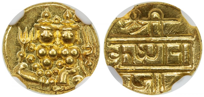MYSORE: Krishna Raja Wodeyar, 1799-1868, AV pagoda, Cr-210. Fr-1358, Siva and Pa...