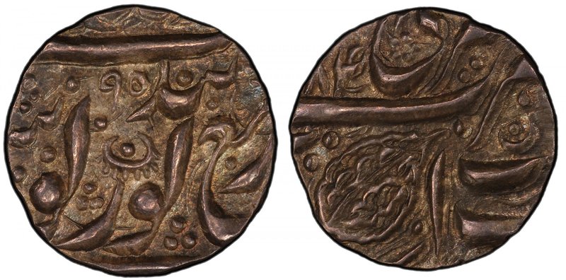SIKH EMPIRE: AR ¼ rupee, Amritsar, VS[18]95, KM-18.2, with fixed date VS(18)84 o...