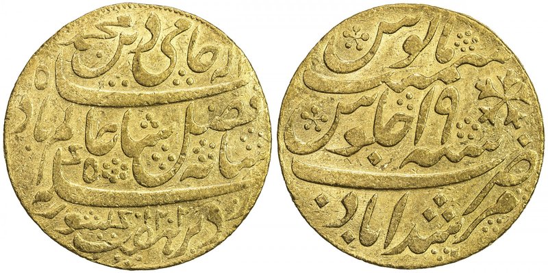 BENGAL PRESIDENCY: AV mohur (12.31g), "Murshidabad", AH1202 year 19, Stv-4.3, Pr...