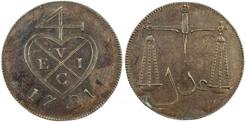 BOMBAY PRESIDENCY: AE pice (6.15g), Soho, Birmingham, 1791, Stv-8.27, Prid-130, ...
