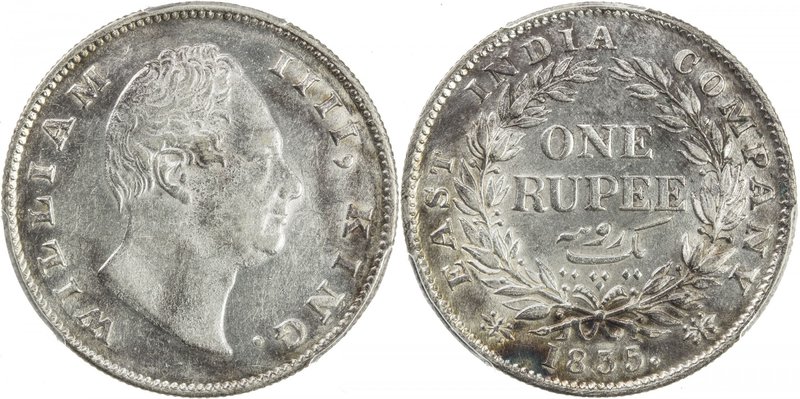 BRITISH INDIA: William IV, 1830-1837, AR rupee, 1835(c), KM-450.2, PCGS graded A...