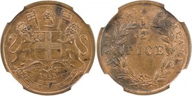 BRITISH INDIA: Victoria, Queen, 1837-1876, AE ½ pice, 1853(c), KM-464, East India Company issue, NGC graded MS62 BR.

 Estimate: USD 75 - 100