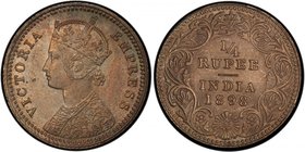 BRITISH INDIA: Victoria, Empress, 1876-1901, AR ¼ rupee, 1898-C, KM-490, S&W-6.332, PCGS graded MS64, ex Robert P. Puddester Collection. 

 Estimate...
