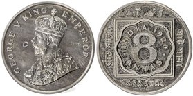BRITISH INDIA: George V, 1910-1936, 8 annas, 1920(b), KM-520, S&W 8.132, restrike, obverse spot and hairlines, two-year type, Proof.

 Estimate: USD...