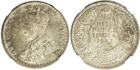 BRITISH INDIA: George V, 1910-1936, AR ½ rupee, 1927(c), KM-522, a superb example! NGC graded MS65.

 Estimate: USD 175 - 225