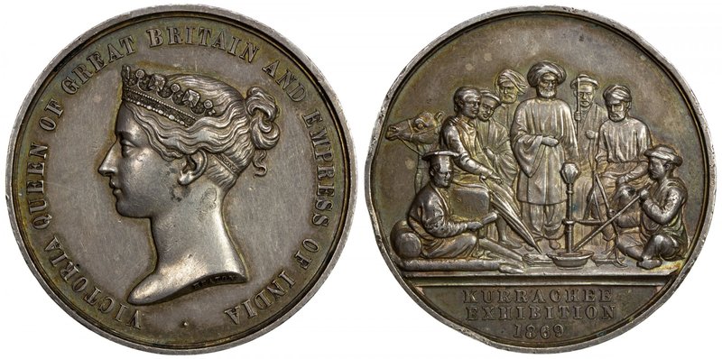 BRITISH INDIA: AR medal (49.92g), 1869, Pud-869.3, 45mm silver medal for the Kur...