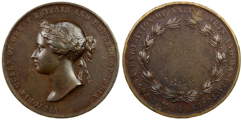 BRITISH INDIA: Victoria, Empress, 1876-1901, AE medal (30.66g), 1888, Pud-888.1,...