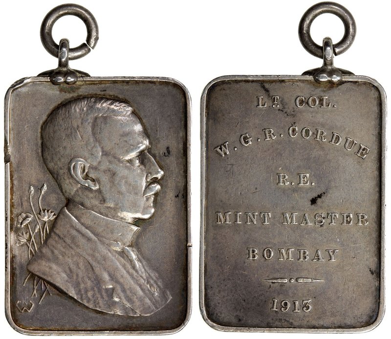 BRITISH INDIA: AR medal (10.95g), 1913, Pud-913.6, 29x21mm silver medal for Lt. ...