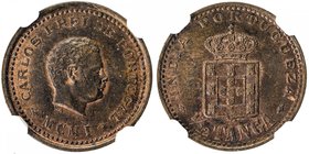 PORTUGUESE INDIA: Carlos I, 1889-1908, AE 1/12 tanga, 1901, KM-13, much original red luster, NGC graded MS64 BR.

 Estimate: USD 100 - 150