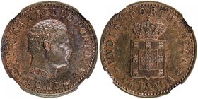 PORTUGUESE INDIA: Carlos I, 1889-1908, AE 1/8 tanga, 1901, KM-14, much original red luster, NGC graded MS64 BR.

 Estimate: USD 100 - 150