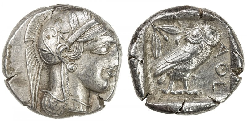 ATHENS: Anonymous, 449-413 BC, AR tetradrachm (17.12g), S-2526, head of Athena r...