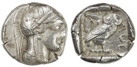 ATHENS: Anonymous, 449-413 BC, AR tetradrachm (17.12g), S-2526, head of Athena right, wearing earring, necklace, and crested Attic helmet decorated wi...