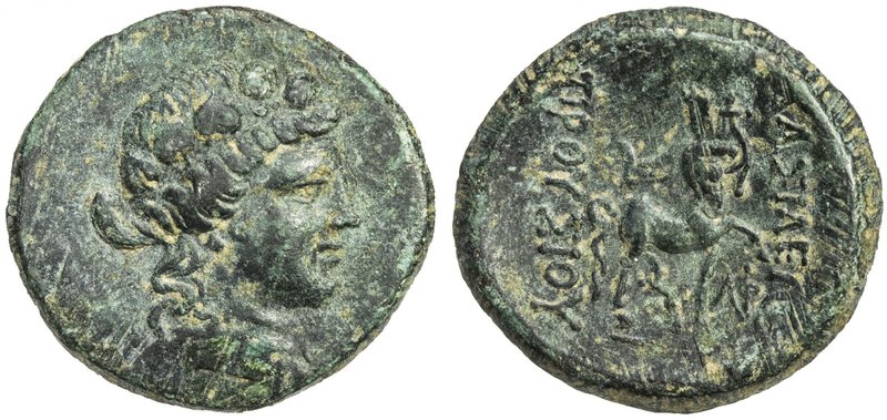 BITHYNIA: Prusius II, 185-149 BC, AE 23 (5.66g), BMC-8, wreathed head of Dionyso...