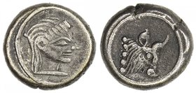 COLCHIS (GEORGIA): Anonymous, 5th-4th century BC, AR hemidrachm (2.11g), Bennett-9, female head right, within solid border // bull's head, attractive ...