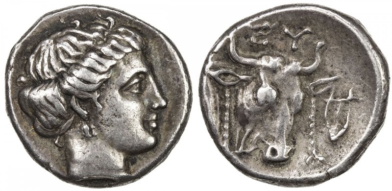 EUBOEA: AR drachm (3.74g), ND (357-267 AD), S-2466, Wallace 89, bust of nymph Eu...