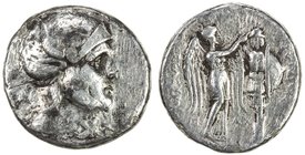 SELEUKID KINGDOM: Seleukos I Nikator, 312-280 BC, AR tetradrachm (15.41g), Susa, S-6833, male head, wearing helmet covered with panther skin & ornamen...
