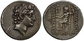 SELEUKID KINGDOM: Antiochos V Eupator, 164-162 BC, AR tetradrachm (16.69g), Ake-Ptolemais mint, BMC-5, diademed head of Antiochos right // Zeus seated...