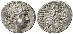 SELEUKID KINGDOM: Seleukos VI Epiphanes Nikator, 95-94 BC, AR tetradrachm (15.49g), Antioch on the Orontes, S-7176, diademed head right // Zeus enthro...