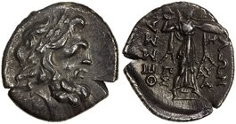 THESSALY (THESSALIAN LEAGUE): ca. 196-146 BC, AR double victoriatus (5.99g), S-2232, head of Zeus // Athena Itonia standing, brandishing spear & holdi...