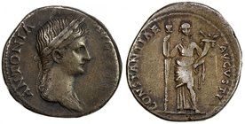 ROMAN EMPIRE: Antonia, mother of Claudius, 41-47 AD, AR denarius (3.71g), RIC-66, ANTONIA AVGVSTA, laureate bust draped to right // CONSTANTIAE AVGVST...