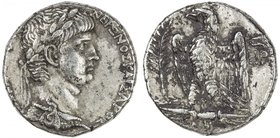 ROMAN EMPIRE: Nero, 54-68 AD, AR tetradrachm (13.78g), Antioch, cf. RPS-4180, laureate bust of Nero, wearing aegis // eagle standing on thunderbolt, p...