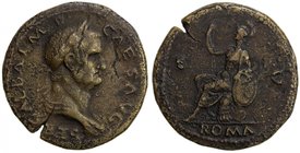 ROMAN EMPIRE: Galba, 68-69 AD, AE sestertius (23.42g), Rome mint, RIC-240, struck AD 68-69, SER GALBA IMP CAES AVG, laureate, draped bust right // ROM...