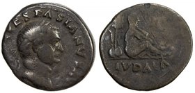ROMAN EMPIRE: Vespasian, 69-79 AD, AR denarius (2.92g), RIC-2, RSC-226, struck AD 69-70, IMP CAESAR VESPASIANVS AVG, laureate head right // IVDAEA ben...