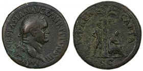 ROMAN EMPIRE: Vespasian, 69-79 AD, AE sestertius (26.77g), RIC-159, Cohen-234, struck AD 71, IMP CAE VESPASIAN AVG P M TR P P P COS III, laureate head...