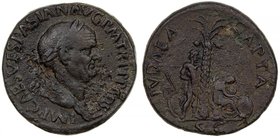 ROMAN EMPIRE: Vespasian, 69-79 AD, AE sestertius (25.85g), RIC-159, Cohen-234, struck AD 71, IMP CAE VESPASIAN AVG P M TR P P P COS III, laureate head...