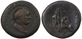 ROMAN EMPIRE: Vespasian, 69-79 AD, AE sestertius (24.15g), RIC-233, struck AD 71, IMP CAES VESPAS AVG P M TR P P P COS III, laureate head right // IVD...