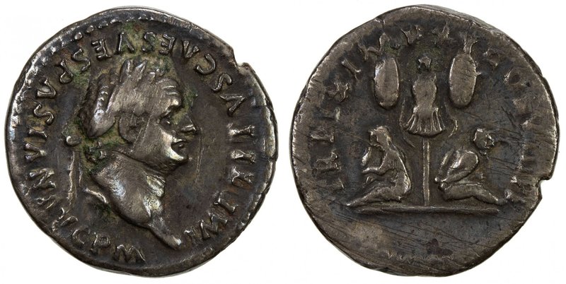 ROMAN EMPIRE: Titus, 79-81 AD, AR denarius (3.21g), BNC-102, struck January to J...