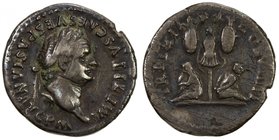 ROMAN EMPIRE: Titus, 79-81 AD, AR denarius (3.21g), BNC-102, struck January to July AD 80, IMP TITVS CAES VESPASIAN AVG PM, laureate head right // TR ...
