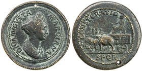 ROMAN EMPIRE: Marciana, sister of Trajan, AE medal (28.53g), 38mm; bust of Marciana // CONSECRATIO / SPQR; cart drawn by four elephants; 19th century ...