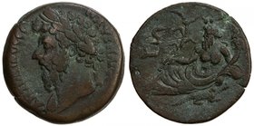 ROMAN EMPIRE: Marcus Aurelius, 161-180 AD, AE drachm (18.18g), Alexandria, Egypt, year 6 (=165/6 AD), laureate head left, with slight drapery // Nilus...