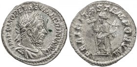 ROMAN EMPIRE: Macrinus, 217-218 AD, AR denarius (3.57g), Rome mint, RIC-IV 60, RSC-15, struck AD 217-218, laureate, draped, and cuirassed bust right /...