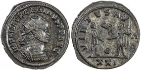 ROMAN EMPIRE: Carinus, 283-285 AD, AR antoninianus (4.41g), Antioch mint, RIC-V 325, Pink VI/2, p. 52, 5th officina, 4th emission, May to June AD 284,...