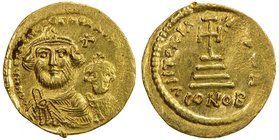 BYZANTINE EMPIRE: Heraclius, 610-641, AV solidus (4.47g), Constantinople mint, S-738, facing busts of Heraclius, with short beard and tufts of hair at...