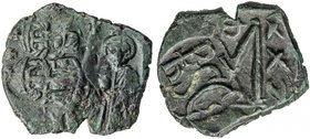 BYZANTINE EMPIRE: Heraclius, 610-641, AE follis (5.68g), Sicilian mint, S-882, with Heraclius Constantine, struck in Sicily circa 632-64, countermarke...