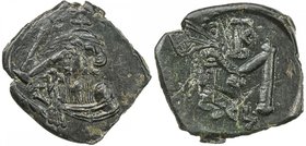 BYZANTINE EMPIRE: Constans II, 641-668, AE follis (5.51g), Syracuse, Sicily, S-1107, crowned bust facing with long beard, wearing chlamys, holding cro...