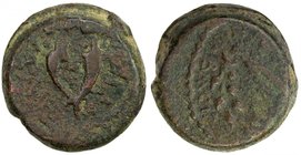 ANCIENT JUDEA: Mattathias Antigonus, 40-37 BC, AE 24 (15.82g), Meshorer-30, Hendin-481, double cornucopia with Hebrew (Mattatayah the High Priest and ...