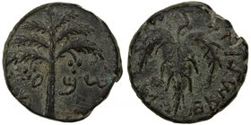 ANCIENT JUDEA: Bar Kochba Revolt, 132-135, AE 24 (10.72g), year 2 (=133/4 AD), Mildenberg-85, "Simon" on Paleo-Hebrew across fields; seven-branched pa...