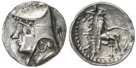 PARTHIAN KINGDOM: Arsakes II, c. 211-191 BC, AR drachm (3.93g), Shore-4, Sunrise 241/43, A&S—, head left, beardless, wearing bashlyk // APΣAKOY to rig...