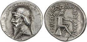 PARTHIAN KINGDOM: Mithradates I, c. 171-138 BC, AR drachm (4.70g), Shore-24, bare-headed bust, long beard, wearing diadem, three-line legend on revers...