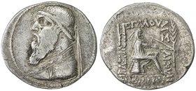PARTHIAN KINGDOM: Mithradates II, c. 123-88 BC, AR tetradrachm (13.49g), Seleukeia, Shore-66/68, king's bust left // archer seated on omphylos, holdin...