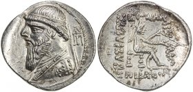 PARTHIAN KINGDOM: Mithradates II, c. 123-88 BC, AR drachm (4.25g), Shore-81, bare-headed bust, long beard, monogram #20 to the right // 4-line text, c...