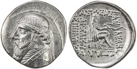 PARTHIAN KINGDOM: Mithradates II, c. 123-88 BC, AR drachm (4.08g), Shore-85, bare-headed bust, long beard // 5-line legend, EF.

 Estimate: USD 100 ...