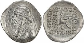 PARTHIAN KINGDOM: Mithradates II, c. 123-88 BC, AR drachm (3.92g), Shore-85, bare-headed bust, long beard // 5-line legend, EF.

 Estimate: USD 100 ...