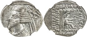PARTHIAN KINGDOM: Phraates IV, c. 38-2 BC, AR drachm (3.99g), Ekbatana, Shore-276, long beard, eagle about to crown him with a diadem, strike 4/5, sur...